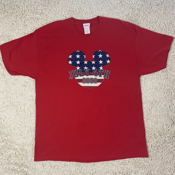 Disney Tops - Vintage Disney Store Shirt Adult XL Red July 4Th 2002 Mickey Emblem Stars Stripe